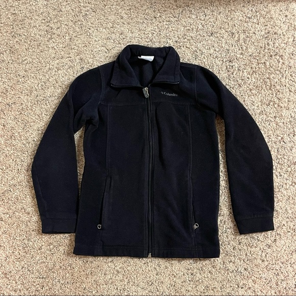 BOYS BLACK COLUMBIA FLEECE ZIP UP - Picture 1 of 4